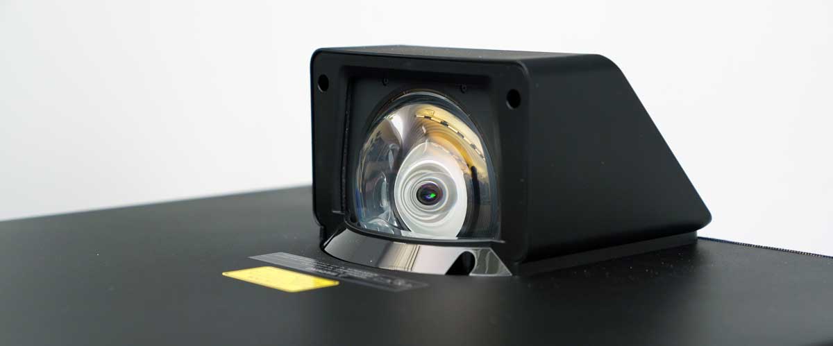 close up shot of the EPSON LS500 UST laser lens