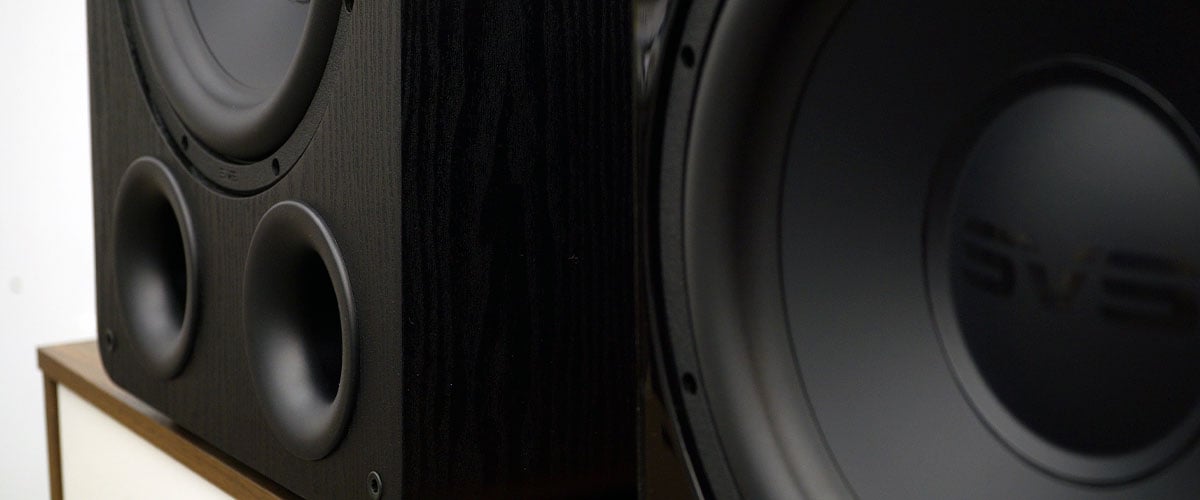Close up shot of the ports on the SVS PB-1000 Pro ported subwoofer.
