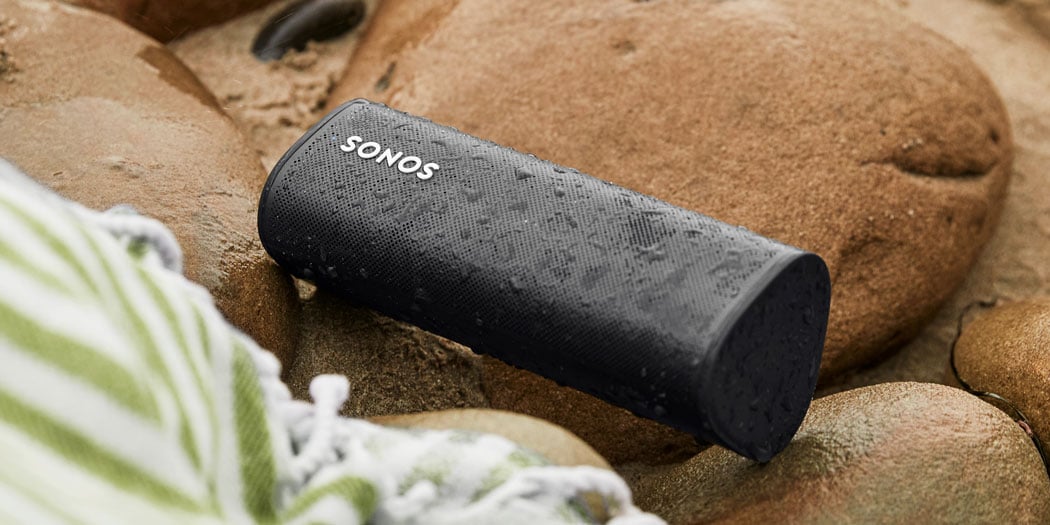 Sonos Roam Portable Speaker, covered in water