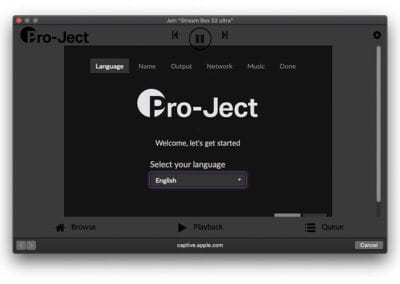 pro ject stream box s2 welcome screen