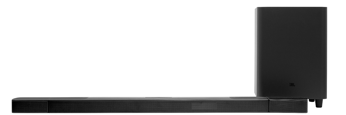 front view of JBL Bar 9.1 Soundbar with Wireless Subwoofer and dolby atmos rear speakers