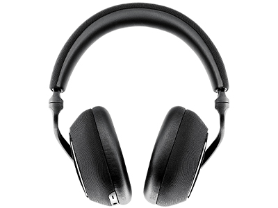 close up of Bowers and Wilkins PX7 Carbon Edition noise cancelling headphone front profile