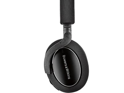 close up of Bowers and Wilkins PX7 Carbon Edition noise cancelling headphone side profile