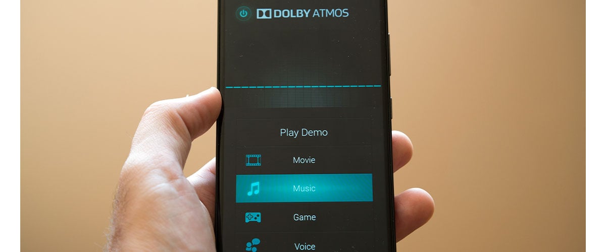 close up shot of Dolby Atmos Music on a smartphone.