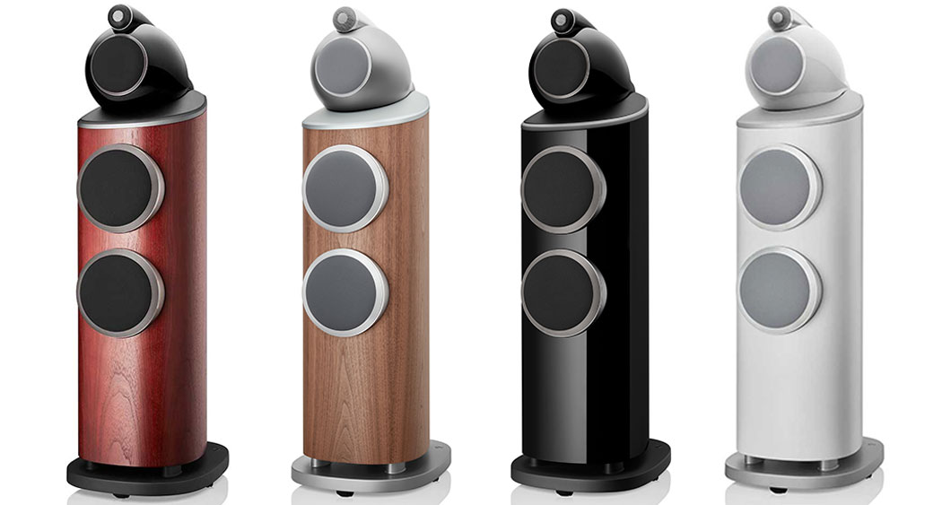 Bowers & Wilkins 803 D4 finishes in Rosenut, Walnut, Black and White