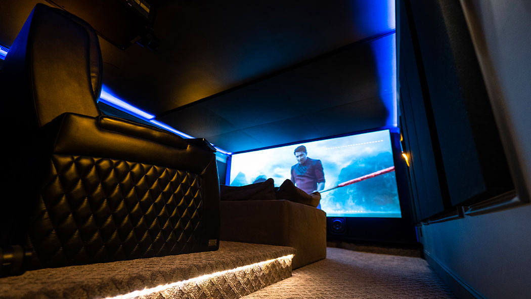 170" home theater screen low angle