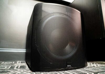SVS SB-3000 Subwoofer sitting on floor of home theater
