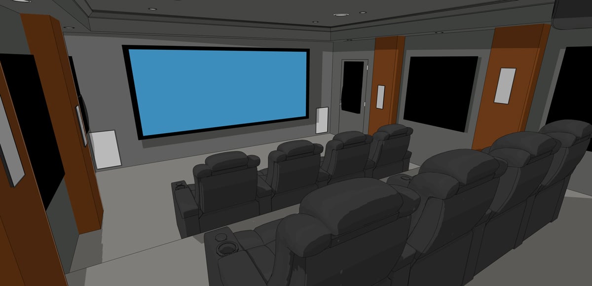 Home theater rendering from the rear